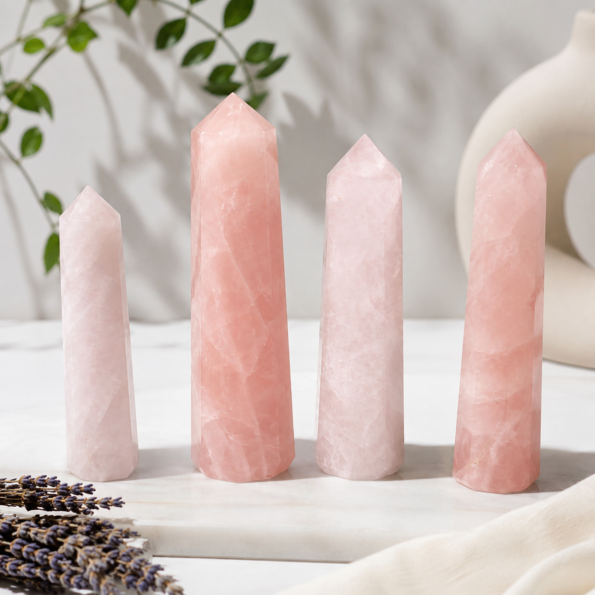 Rose quartz points